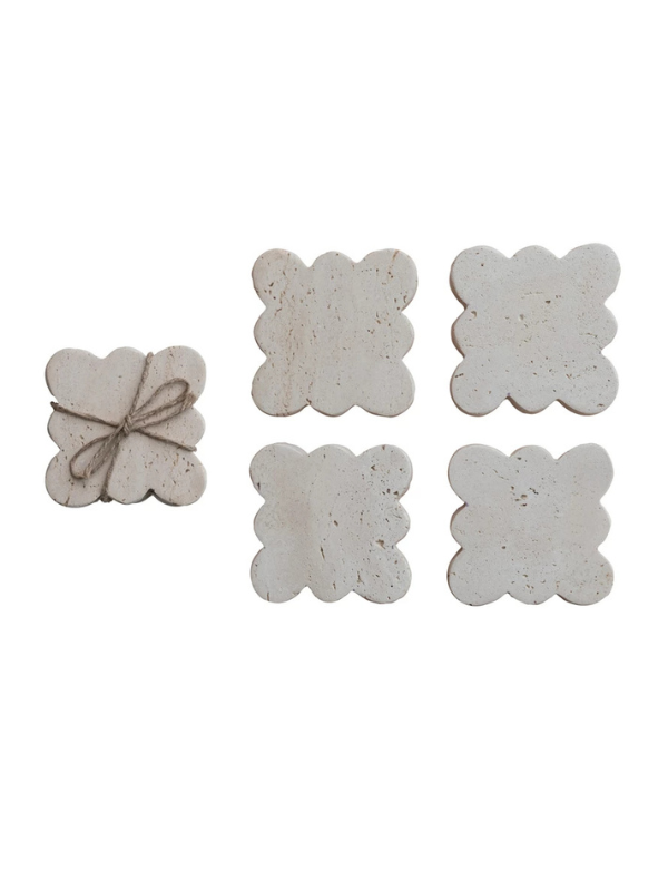 Travertine Coasters w/ Scalloped Edge