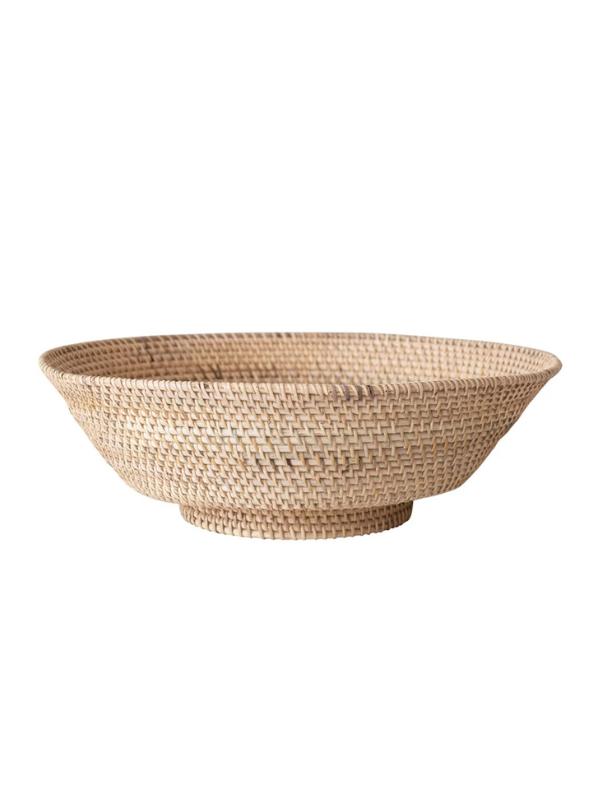 Natural Hand-Woven Rattan Footed Bowl