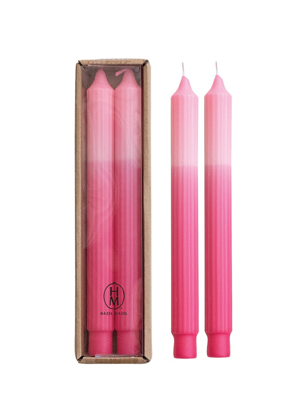 10" Two Tone Pink Pleated Taper Candles