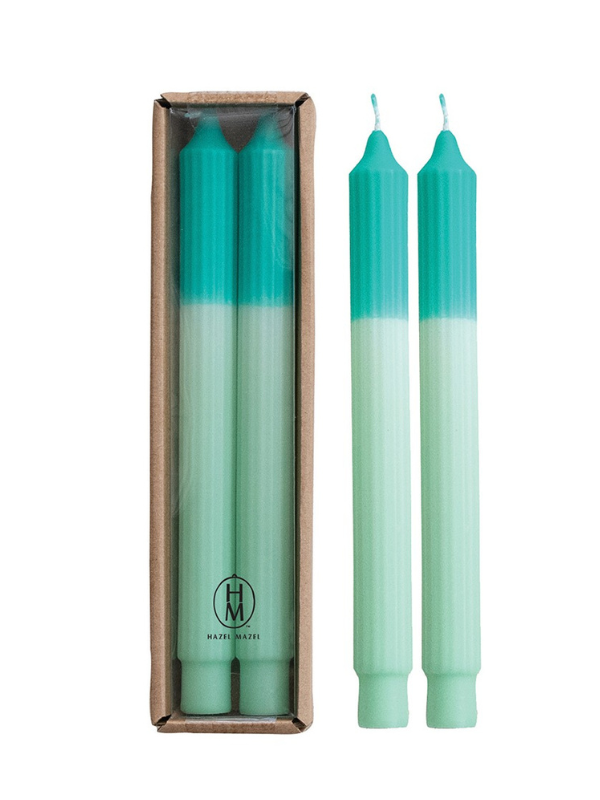 10" Two Tone Mint Pleated Taper Candles