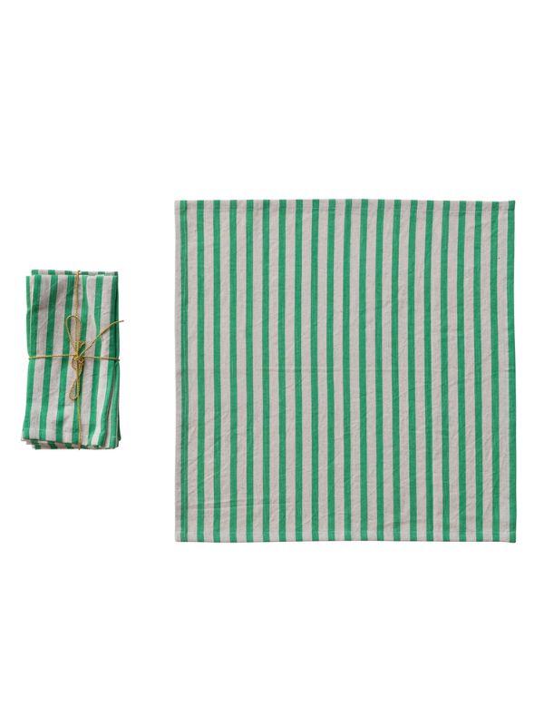 Green Stripe Cotton Napkin Set