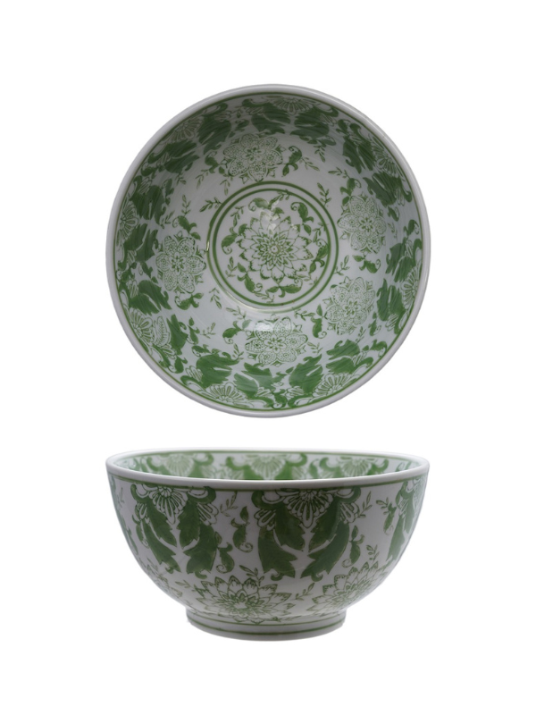 Abby Scott & JT Philpott Wedding Registry- Green Patterned Stoneware Bowl