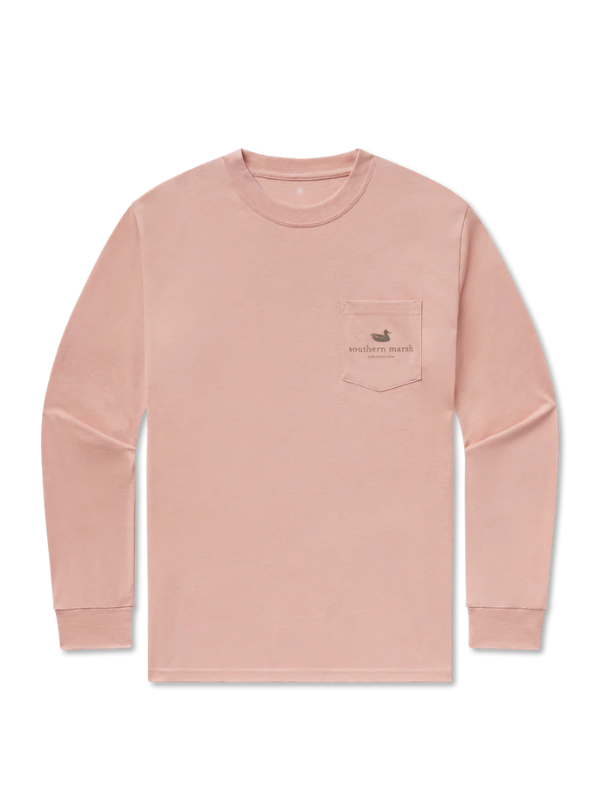 Retro Duck Long Sleeve Tee in Salmon by Southern Marsh