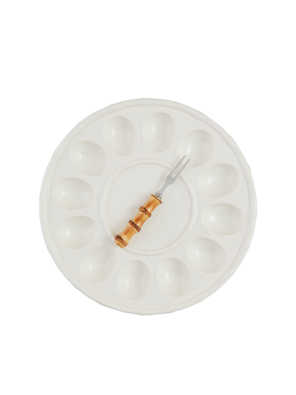 Ceramic Bamboo Deviled Egg Tray Set