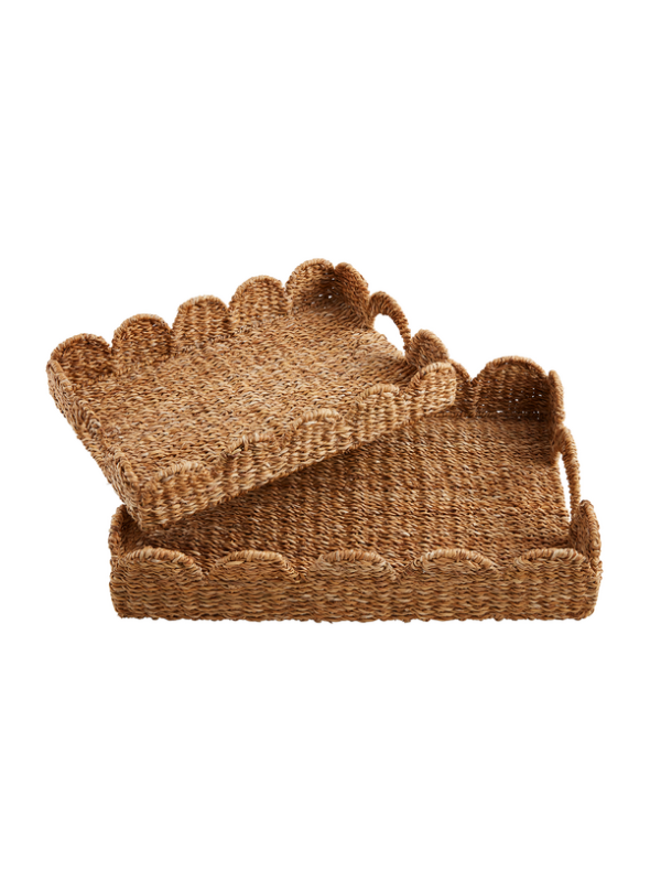 Nested Scallop Woven Trays Set