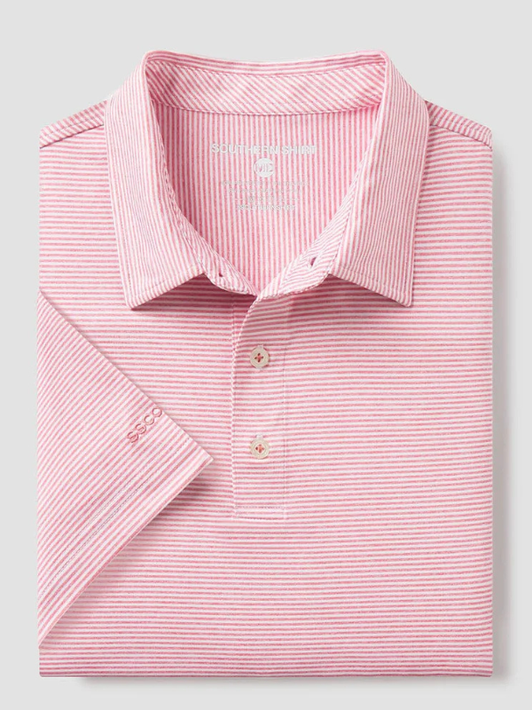 Heather Madison Stripe Polo in Desert Rose By Southern Shirt Co.