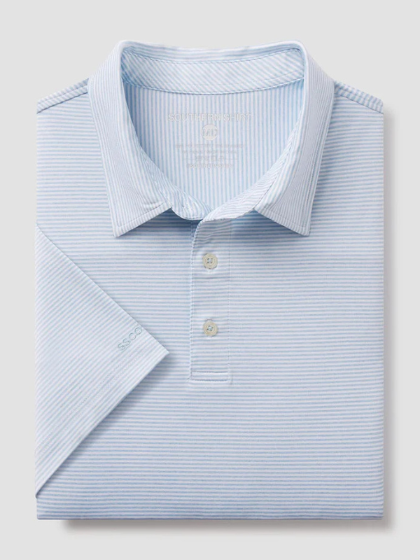 Heather Madison Stripe Polo in Crystal Lake By Southern Shirt Co.