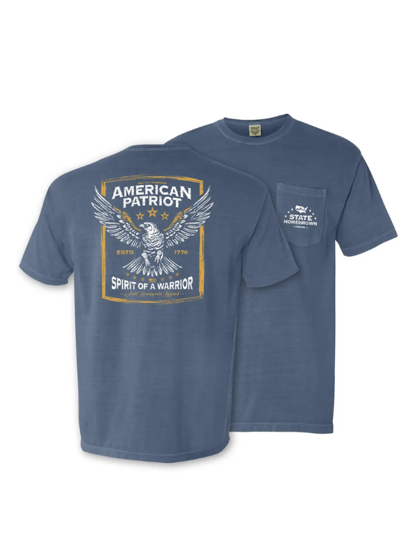 American Patriot Pocket Tee in Blue Jean By State Homegrown