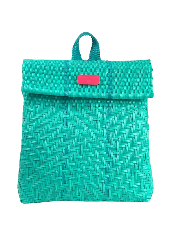 Glimmer Mint Upcycled, Handwoven Backpack By Maria Victoria