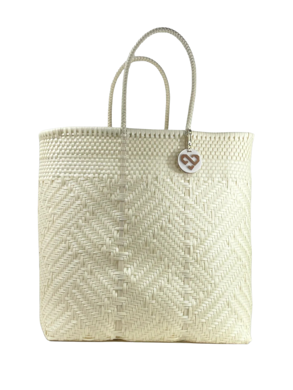 Glimmer Pearl Upcycled, Handwoven Large Tote By Maria Victoria