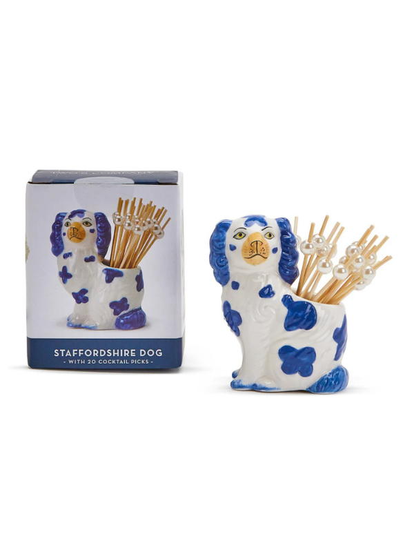 Staffordshire Dog Cocktail Pick Holder with Picks