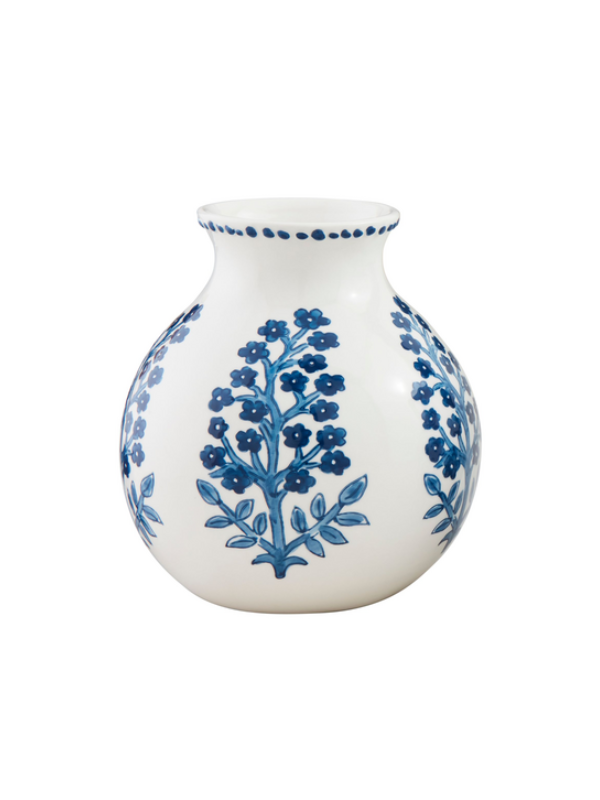 Large Blue Floral Print Vase By Mudpie