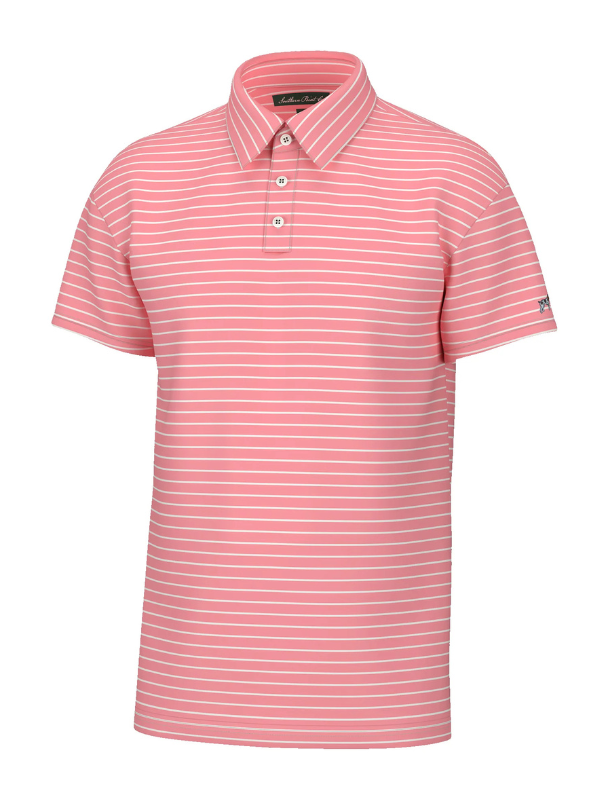 Horizon Stripe Polo in Flamingo & White By Southern Point Co.