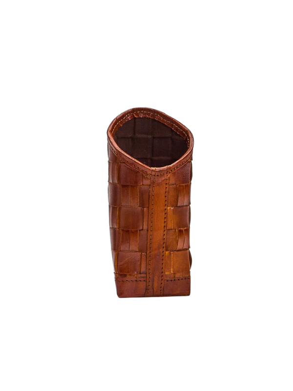Chestnut Weighted Woven Leather Eyeglass/ Accessory Holder