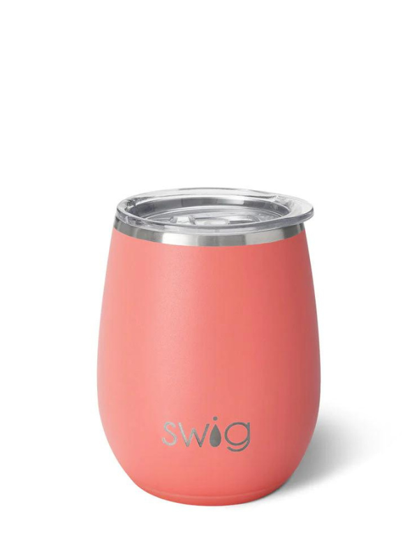 Matte Coral Stemless Wine Glass by Swig Life