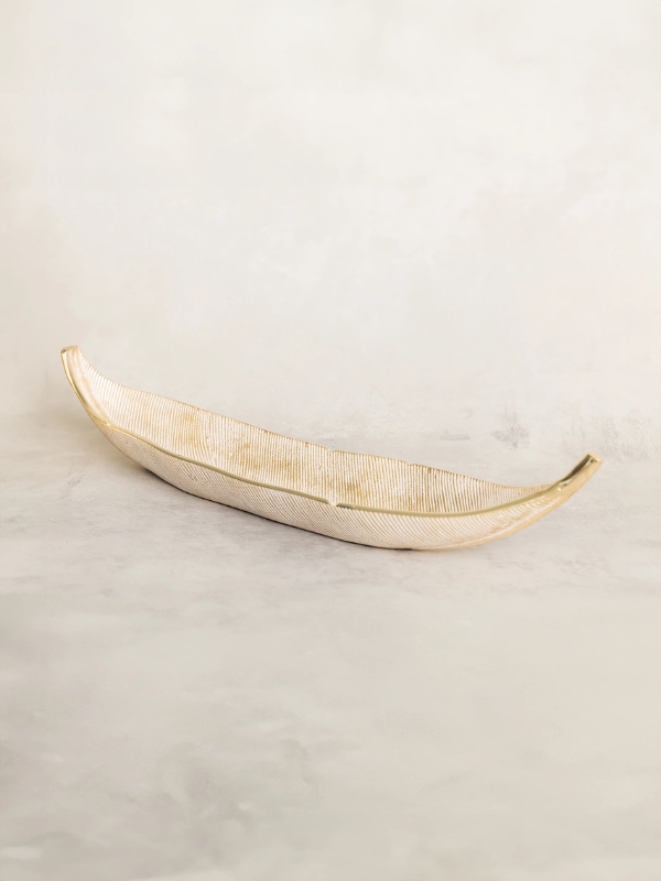 Gold & White Leaf Bowl