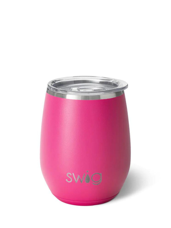 Matte Hot Pink Stemless Wine Glass by Swig Life