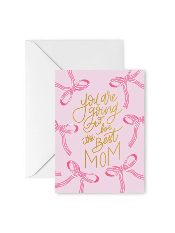 Pink Bow Best Mom Greeting Card