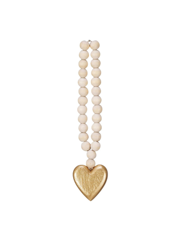 Wooden Bead with Gold Heart
