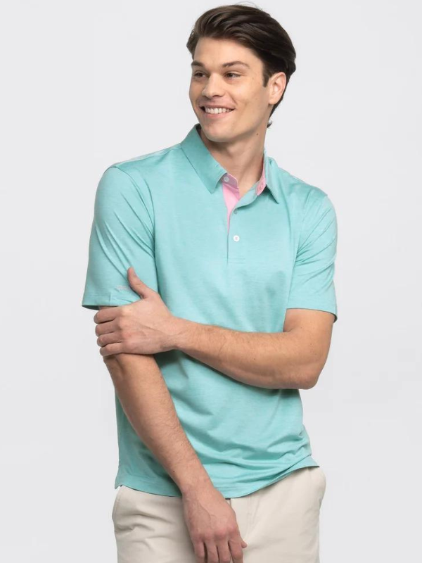 Grayton Heather Polo in Tide Pool by Southern Shirt Co.