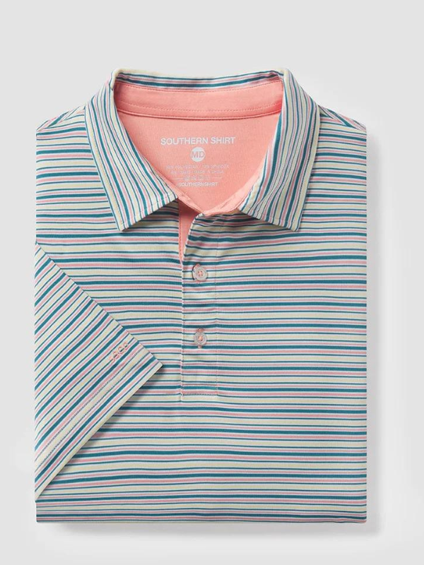 Sawgrass Stripe Polo in Biscay Bay by Southern Shirt Co.