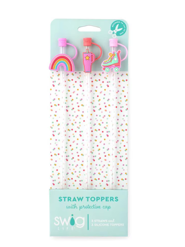 Roller Rink Straw Toppers with Protective Cap by Swig Life