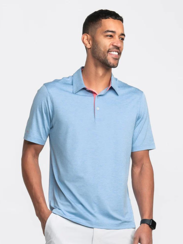 Grayton Heather Polo in Blue Dream by Southern Shirt Co.