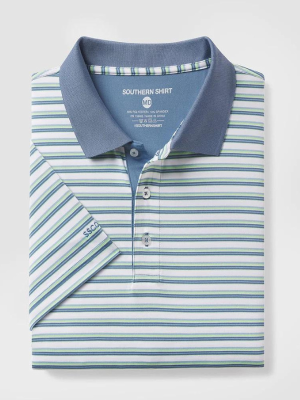 Somerset Stripe Polo in Off Course by Southern Shirt Co.