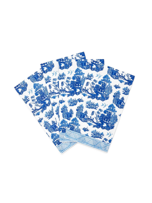 Blue Willow Print Paper Guest Napkins