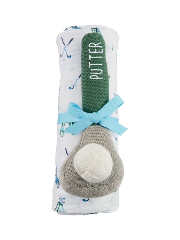 Golf Swaddle And Rattle Set