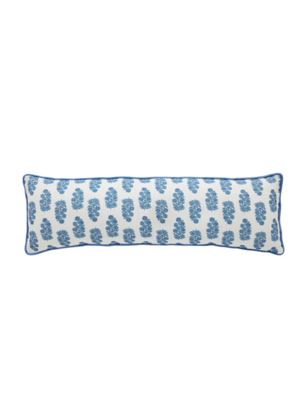 Blue Block Print Lumbar Pillow