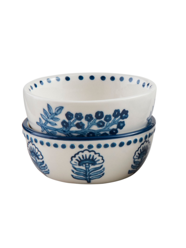 Dotted Blue Floral Tidbit Set