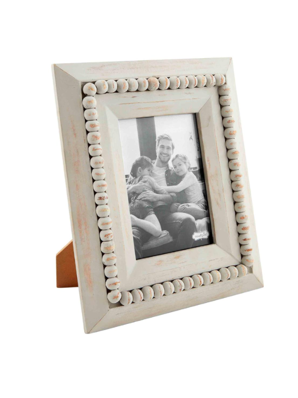 Large Gray Beaded Wood Frame