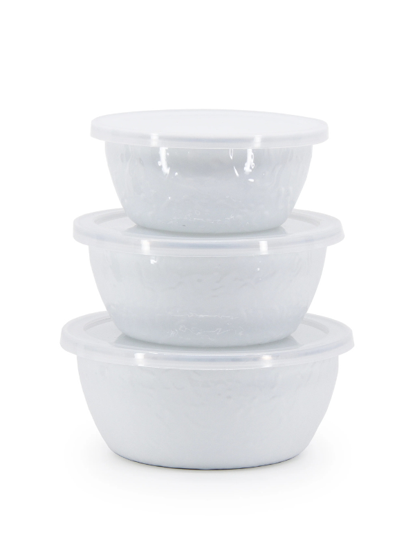 White Solid Nesting Bowls by Golden Rabbit