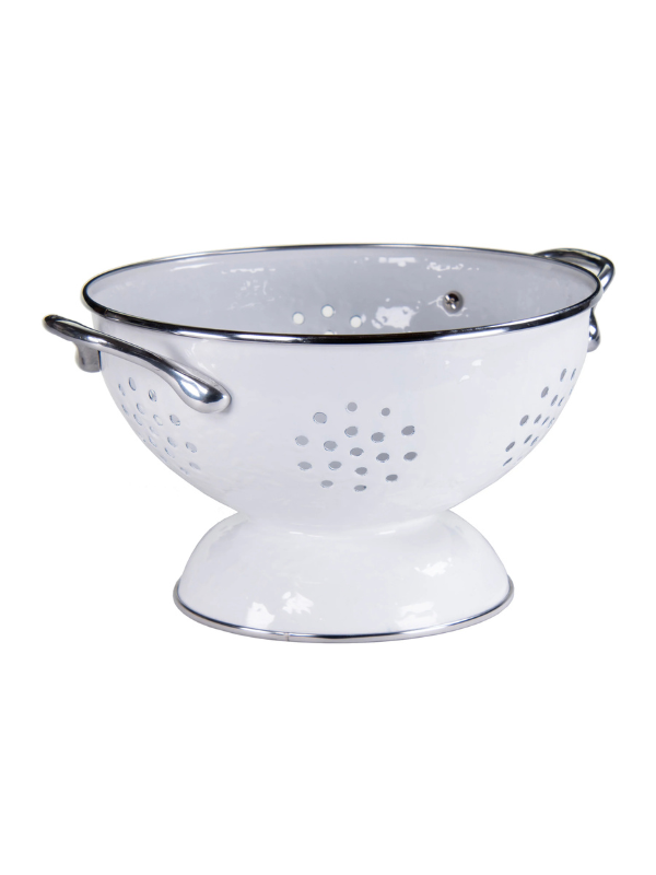 White Solid Medium Colander by Golden Rabbit