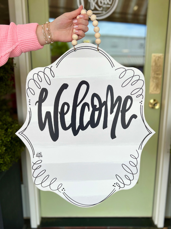 White Bloom Welcome Door Hanger