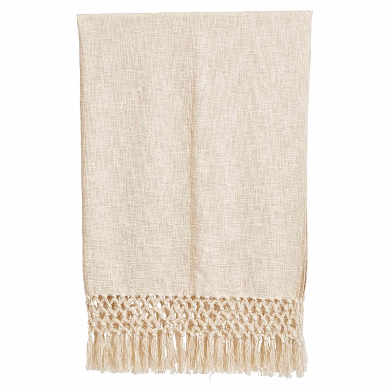 Woven Throw with Crochet & Fringe