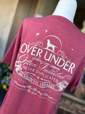 
                
                    Load image into Gallery viewer, SALE Over Under Never Duplicated Short Sleeve Tee- Red
                
            