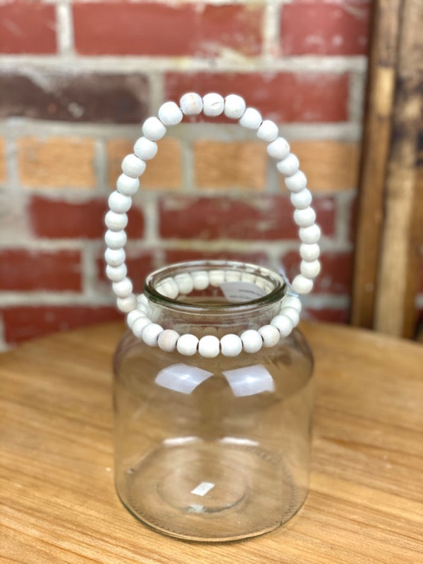 Glass Jar with White Beaded Accent