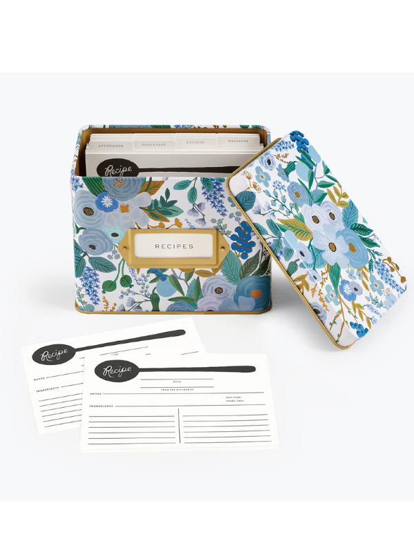 Aubrey & Devon Wedding Registry - Garden Party Blue Recipe Box