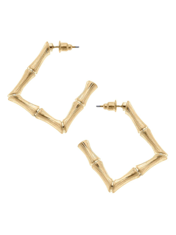 
                
                    Load image into Gallery viewer, James Bamboo Square Hoop Earrings
                
            