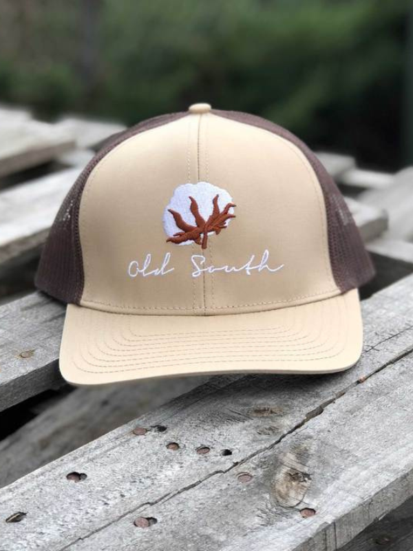 Cotton Trucker Hat in Khaki/Brown by Old South