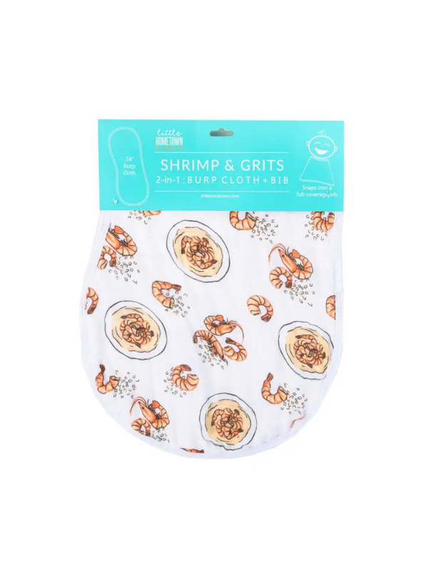 Shrimp & Grits Burp Cloth & Bib Combo