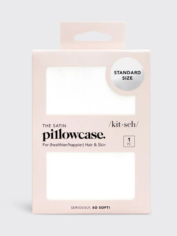 Ivory Standard Satin Pillowcase by Kitsch