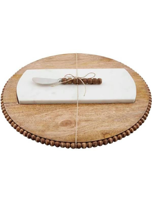 Wood Bead and Marble Serving Board
