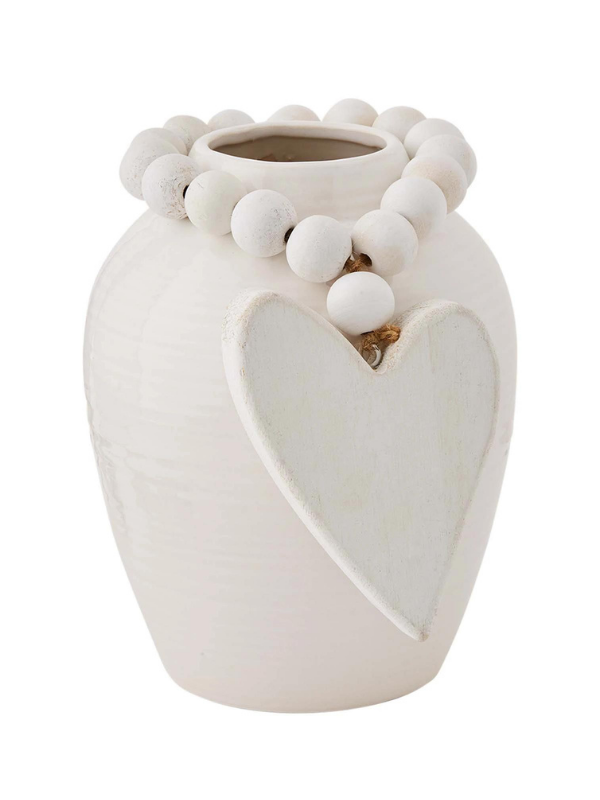 Stoneware Vase with Beaded Heart