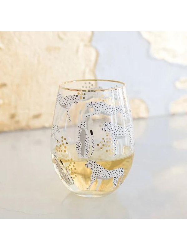 Cheetah Stemless Wine Glass